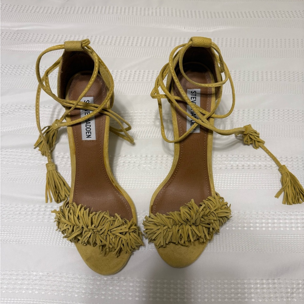 Steve Madden Mustard Fringe Heels
